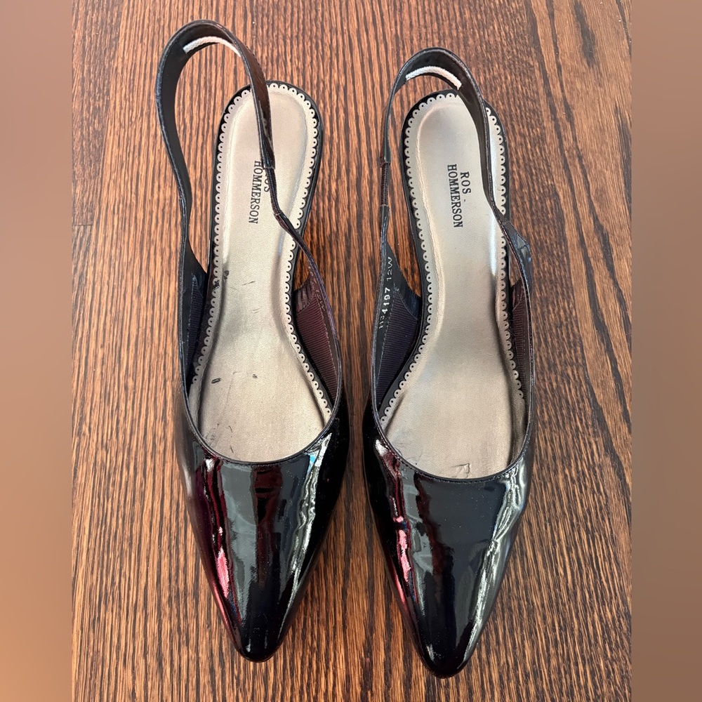 Ros Hommerson Black Leather Slingback Shoes